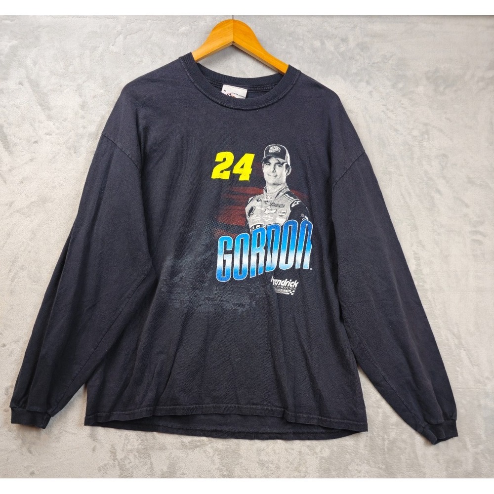 Vintage Nascar Jeff Gordon Shirt Mens XL Black Long Sleeve DuPont Racing 90s